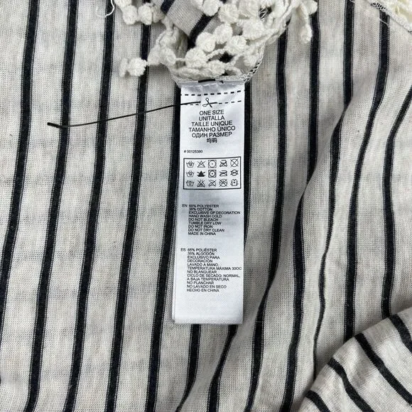 ⚓️ NWOT Oatmeal Black Striped Triangle Bandanna Scarf Lace Fringe Forever 21 OS - Picture 15 of 16